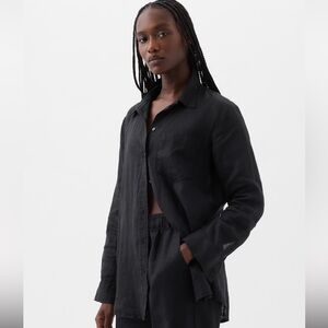 GAP Black Button-Down Linen Shirt